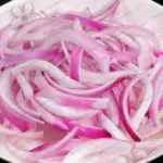 onion strips slicing by onion cutter
